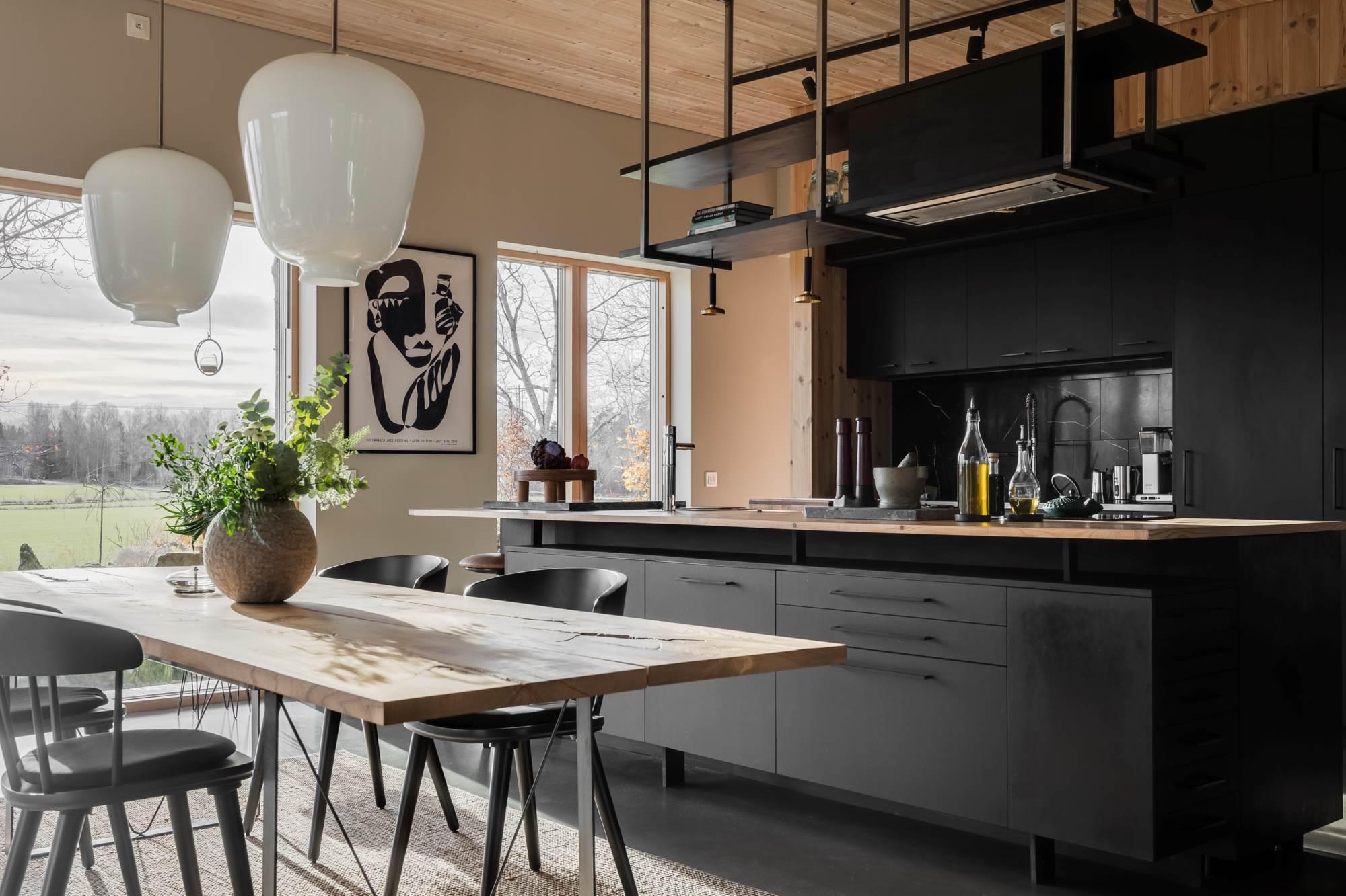 cuisine ouverte noire maison contemporaine cuisine ouverte noire maison contemporaine