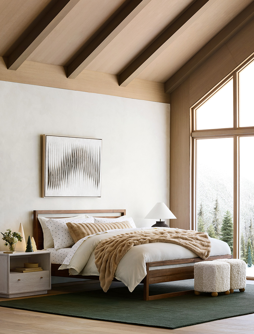 chambre double hauteur avec baie vitrée maison en bois décoration naturelle chambre double hauteur avec baie vitrée maison en bois décoration naturelle