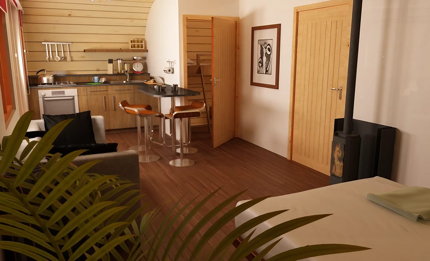 intérieur petite maison 48m2 aux lignes courbes Blue Forest intérieur petite maison 48m2 aux lignes courbes Blue Forest