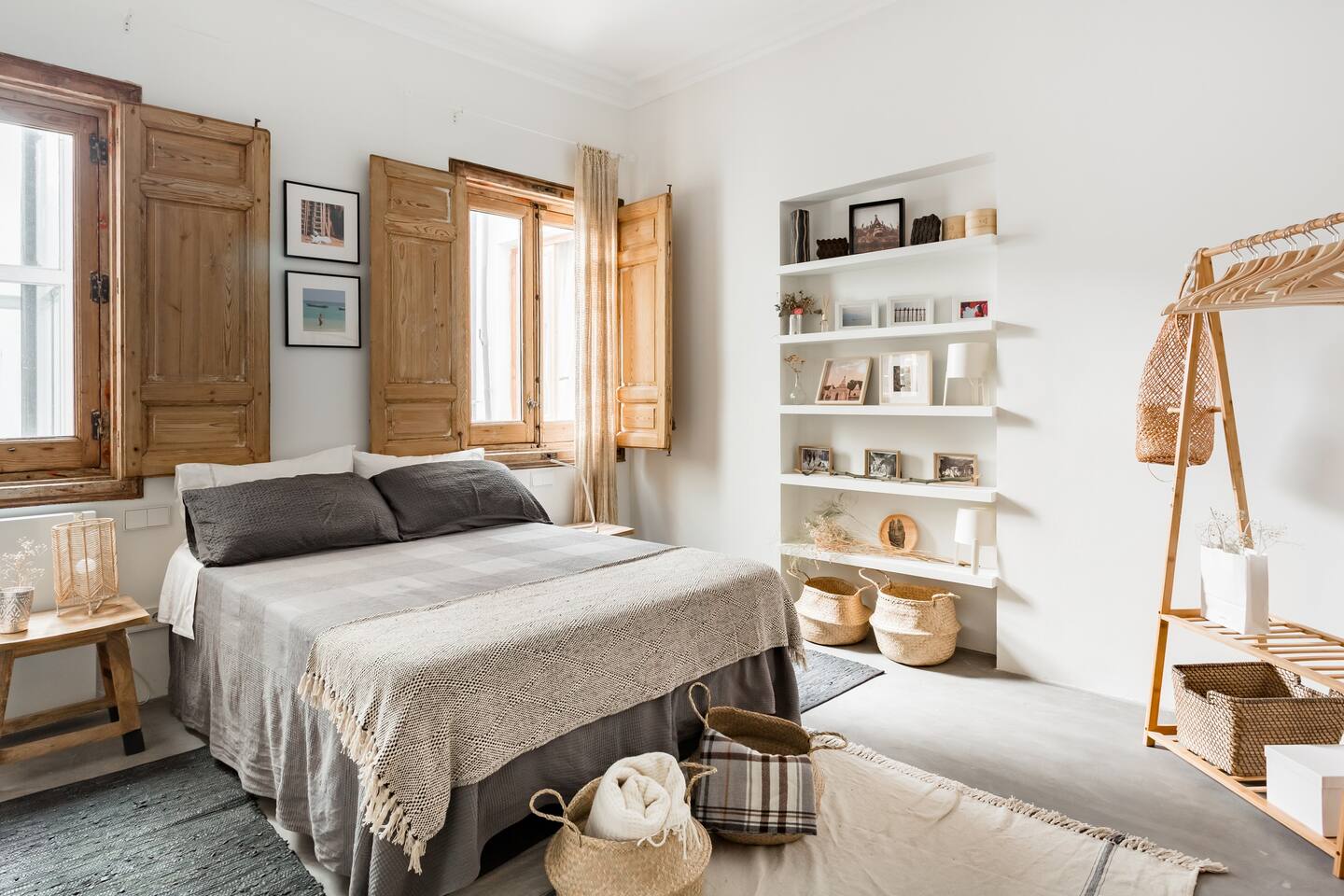 chambre décoration bohème chic et naturelle appartement Madrid