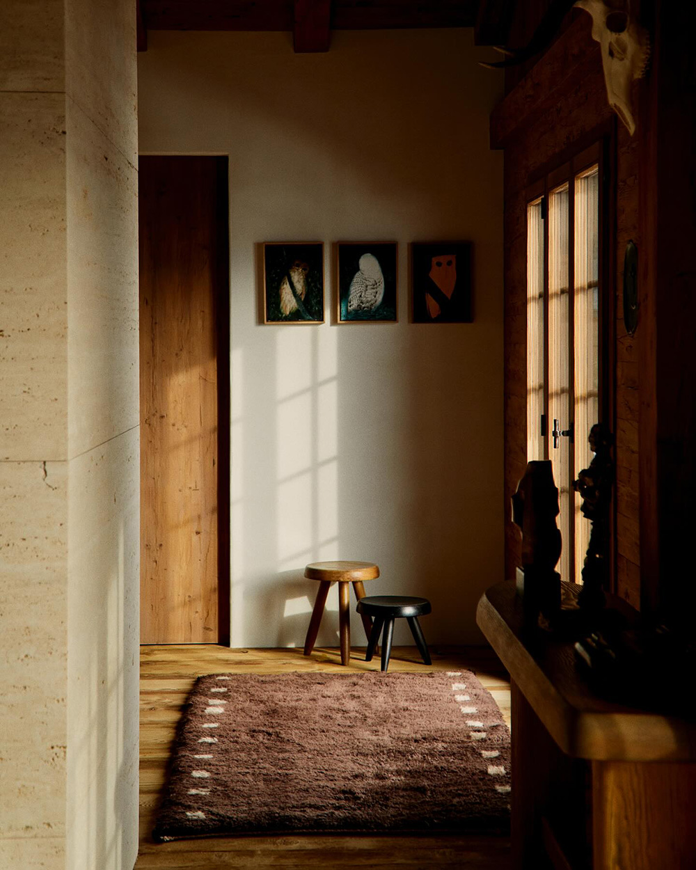 entrée avec tapis marocain