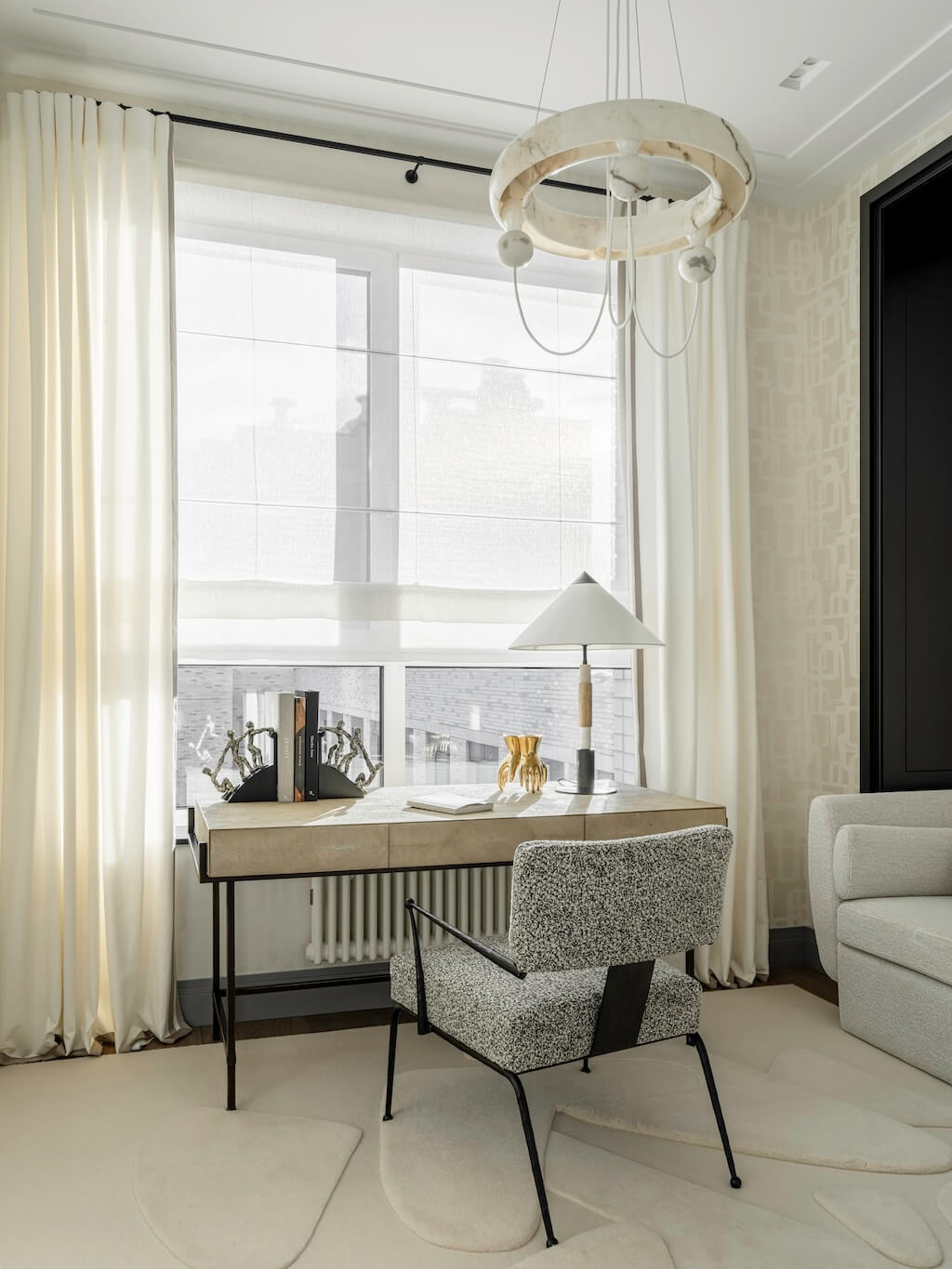 bureau décoration contemporaine beige appartement 145m2 bureau décoration contemporaine beige appartement 145m2