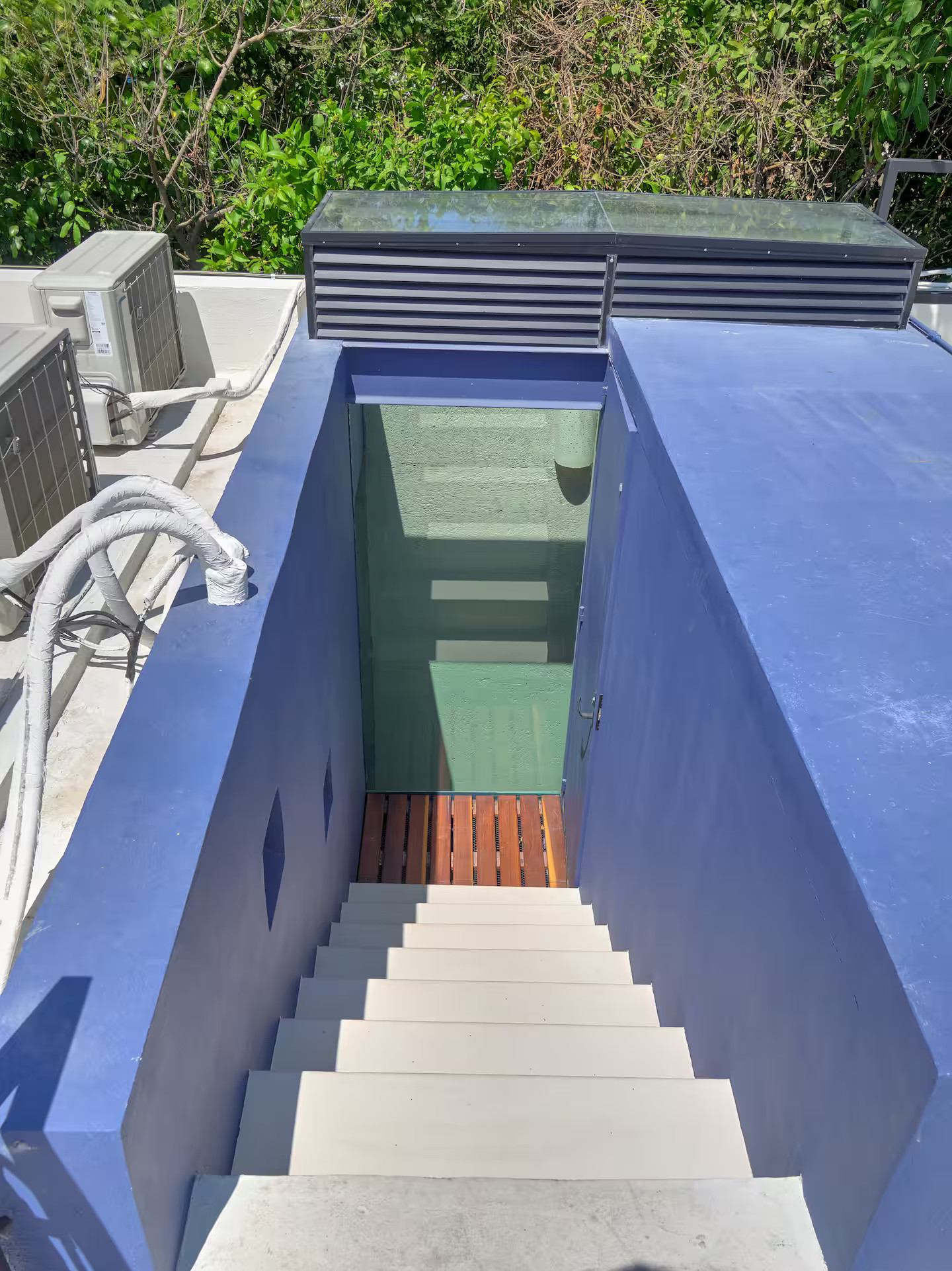 escalier terrasse sur le toit maison Mexique Casa El Nido Santa Lucia