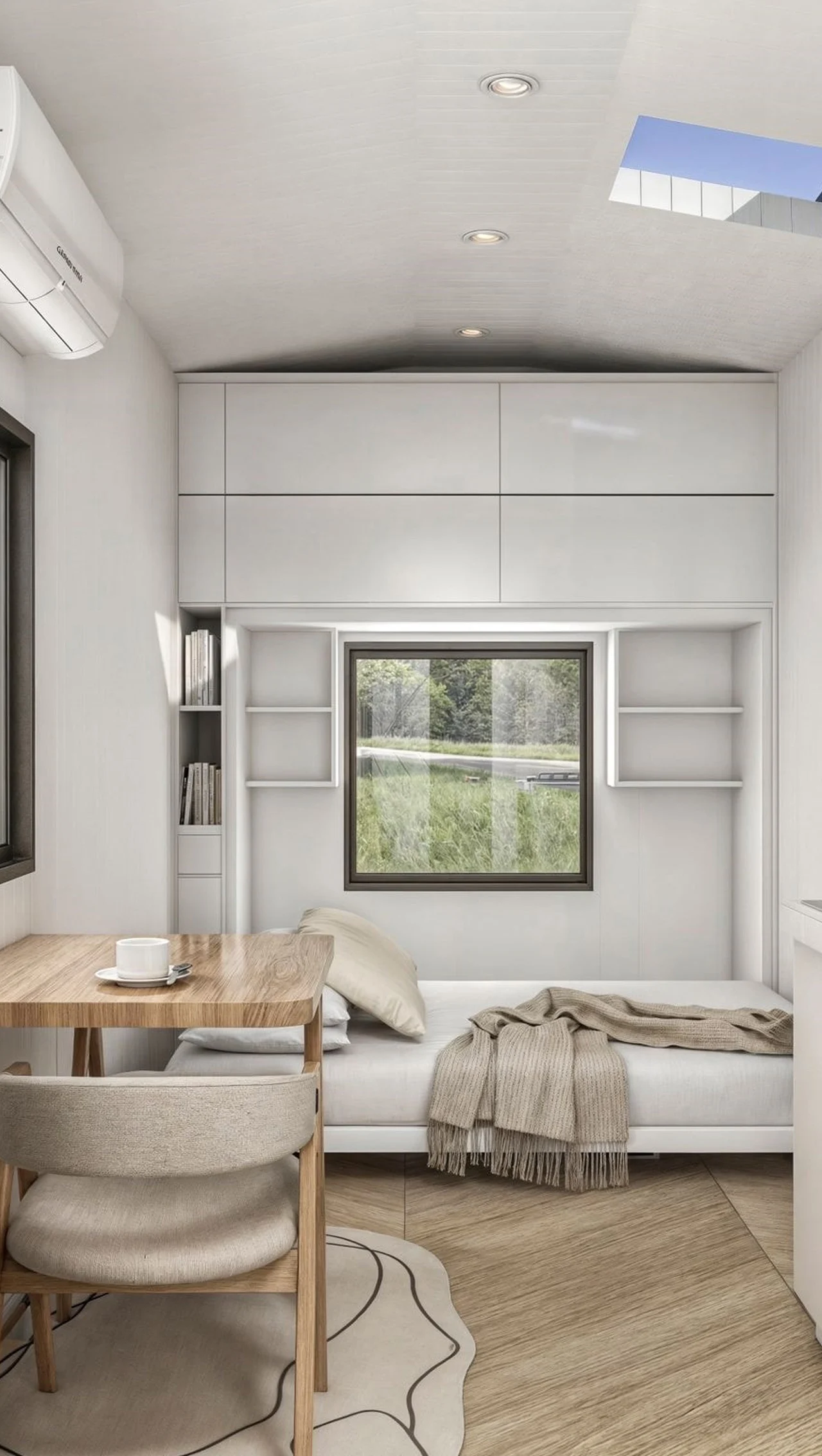 salon avec lit escamotable tiny house 16m2 Havenn Vesta salon avec lit escamotable tiny house 16m2 Havenn Vesta