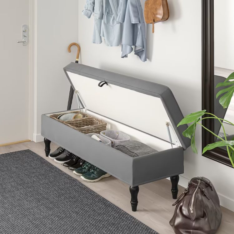banc gris avec rangement