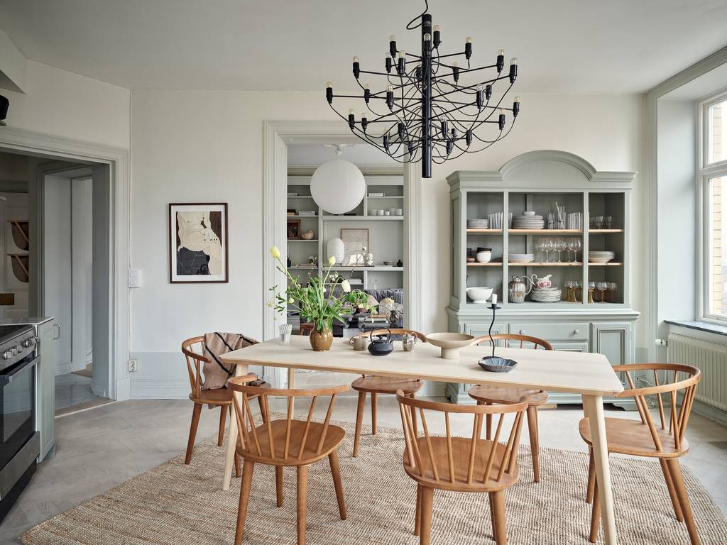 cuisine dinatoire vert sauge décoration scandinave appartement 80m2 cuisine dinatoire vert sauge décoration scandinave appartement 80m2