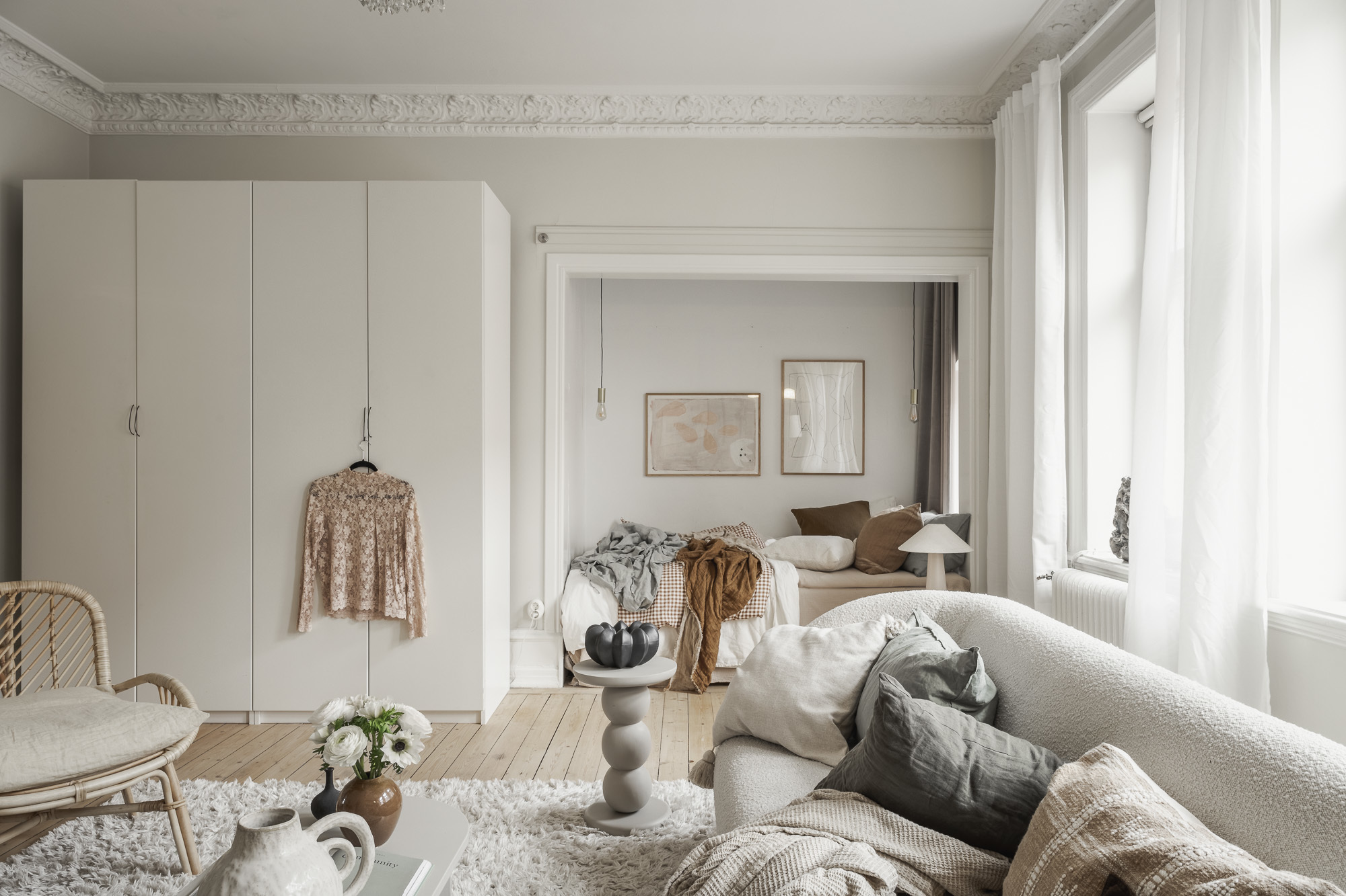 salon avec espace chambre deux-pièces de 51m2 décoration scandinave salon avec espace chambre deux-pièces de 51m2 décoration scandinave