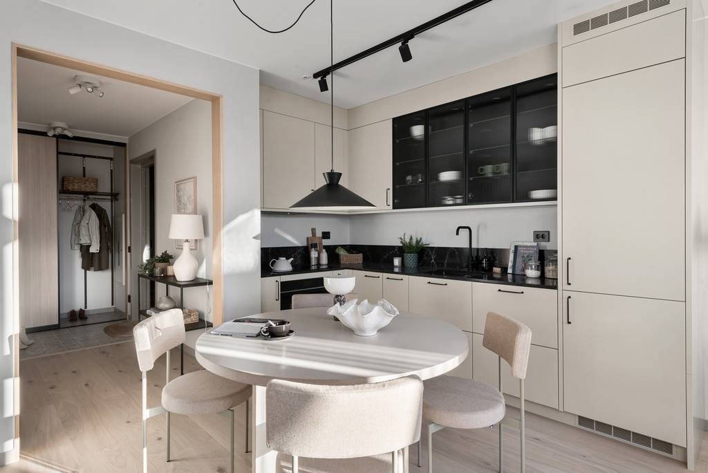 cuisine ouverte décoration scandinave deux-pièces 45m2