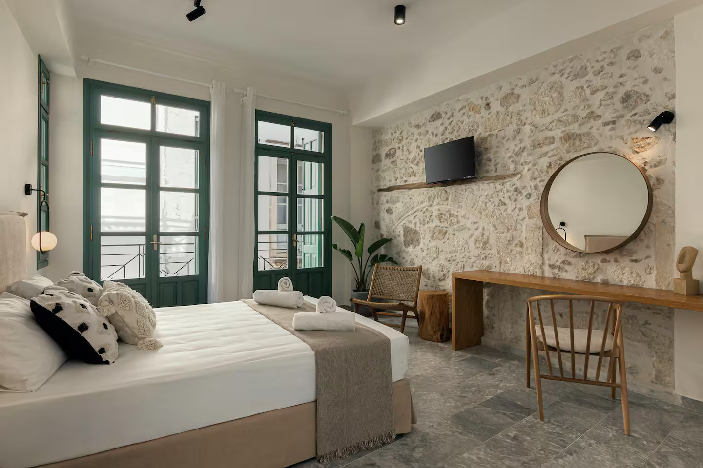 chambre maison en pierres Soleil Boutique House Crète