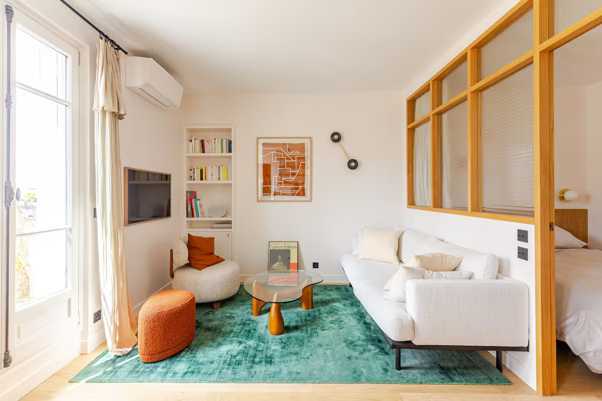 salon avec verrière deux-pièces Paris