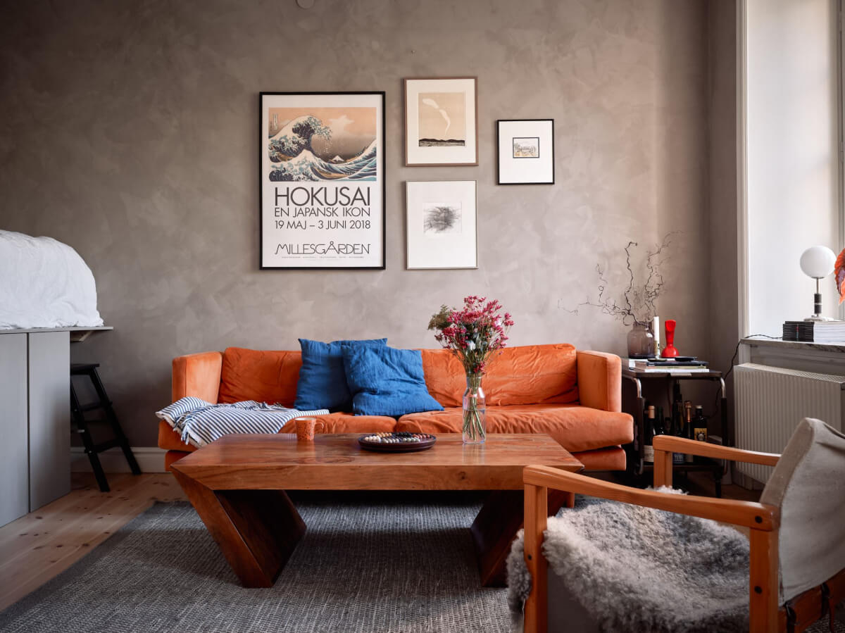 salon et zone chambre studio 32m2