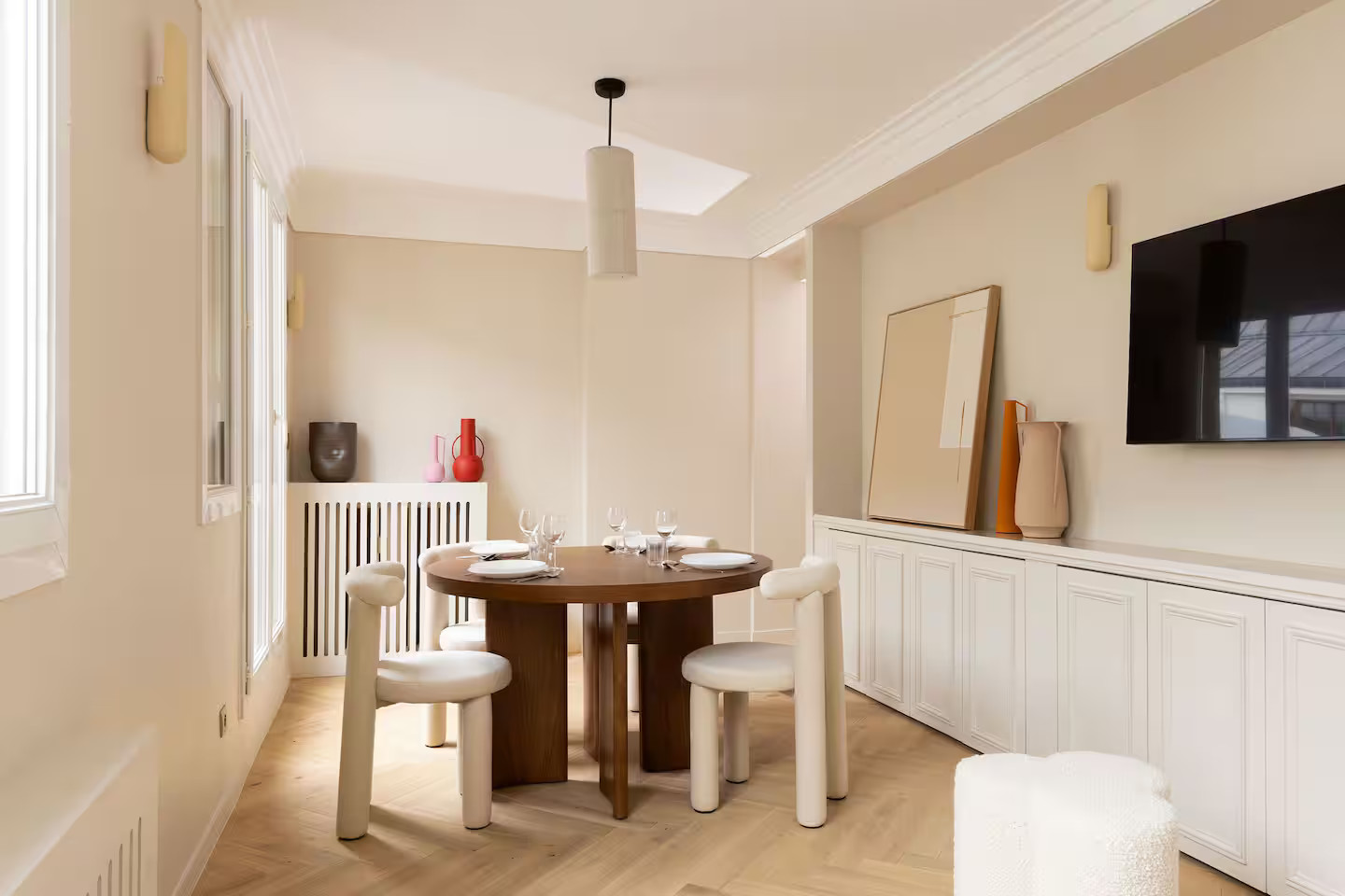 salon décoration beige appartement 42m2 Paris