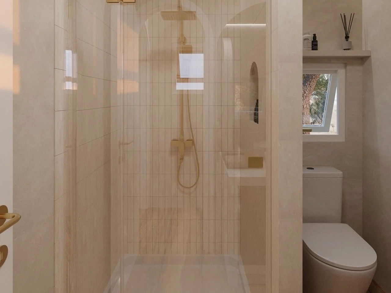 salle de bain beige Torakina Über Tiny Homes