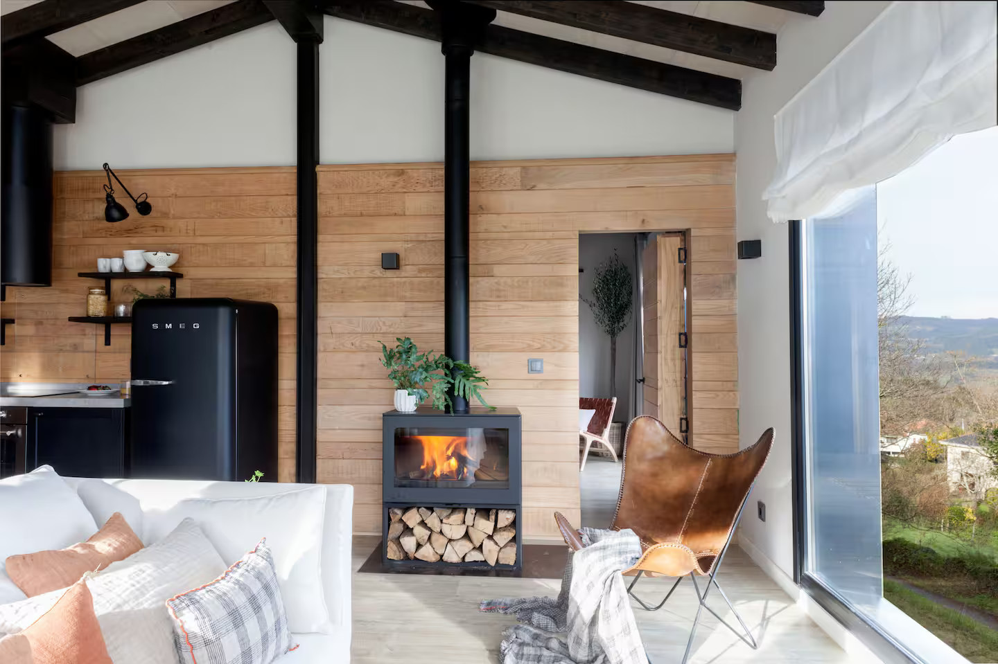 salon décoration contemporaine maison en bois de 80m2 dans les Asturies salon décoration contemporaine maison en bois de 80m2 dans les Asturies
