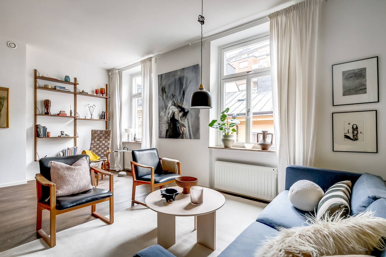 salon décoration scandinave appartement 100m2 en duplex