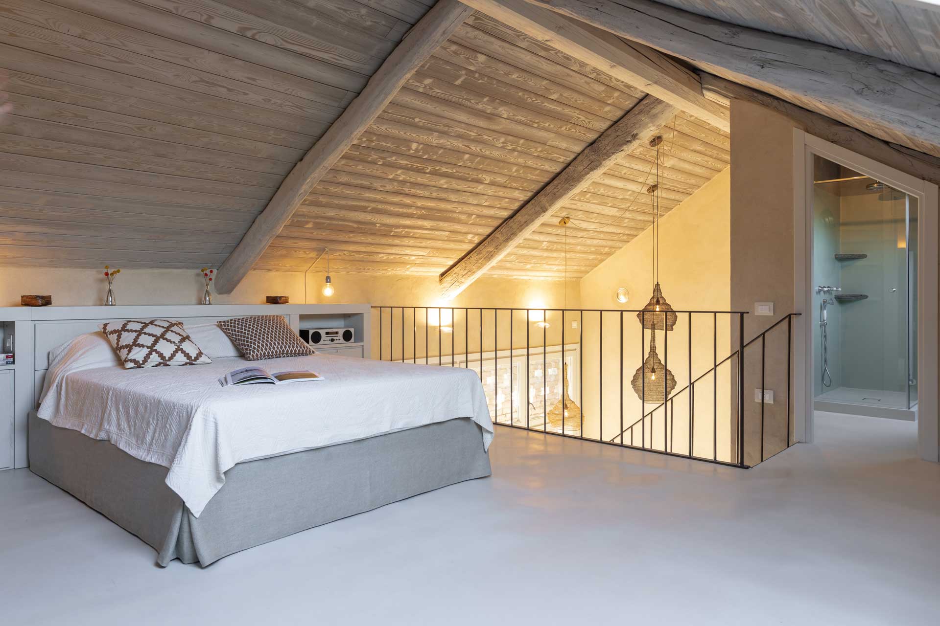 chambre sur mezzanine maison de campagne Italie, Casa Moscata chambre sur mezzanine maison de campagne Italie, Casa Moscata