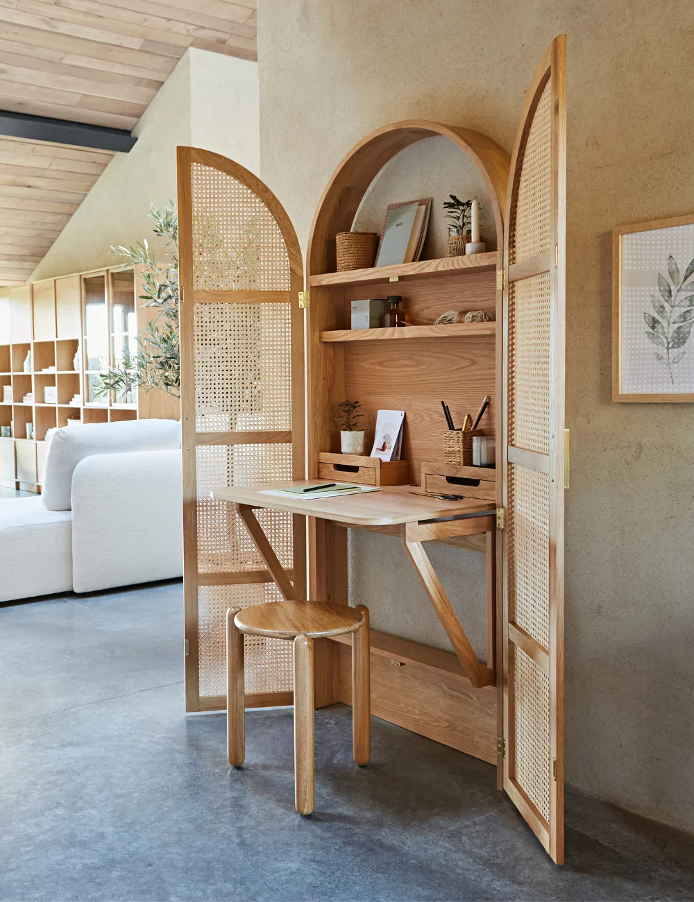 bureau armoire cannage