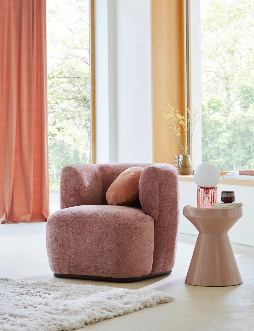 fauteuil velours rose