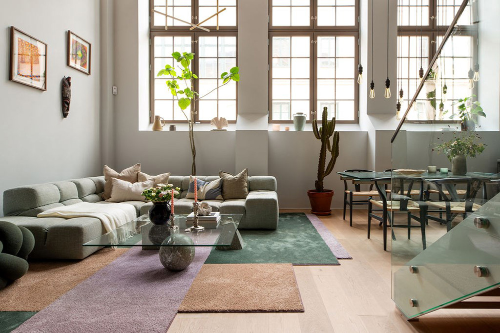 salon double hauteur duplex 100m2 décoration design
