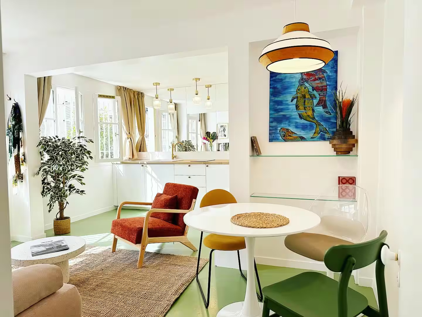salon et cuisine maison 30m2 Paris