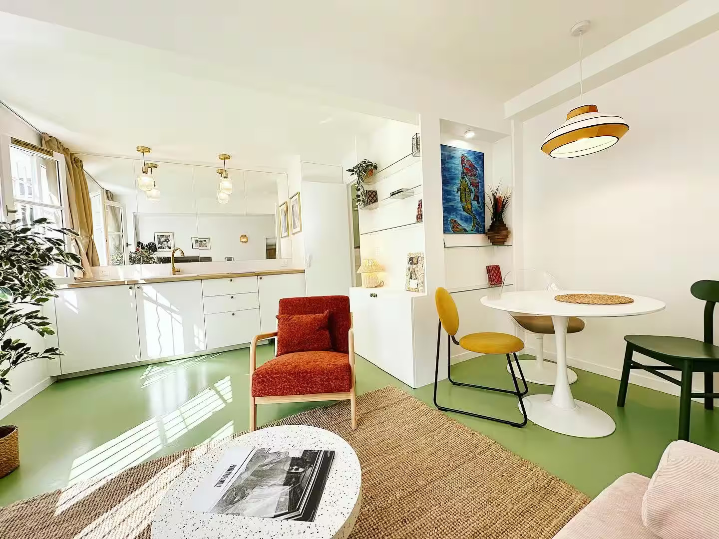 salon et cuisine maison 30m2 Paris