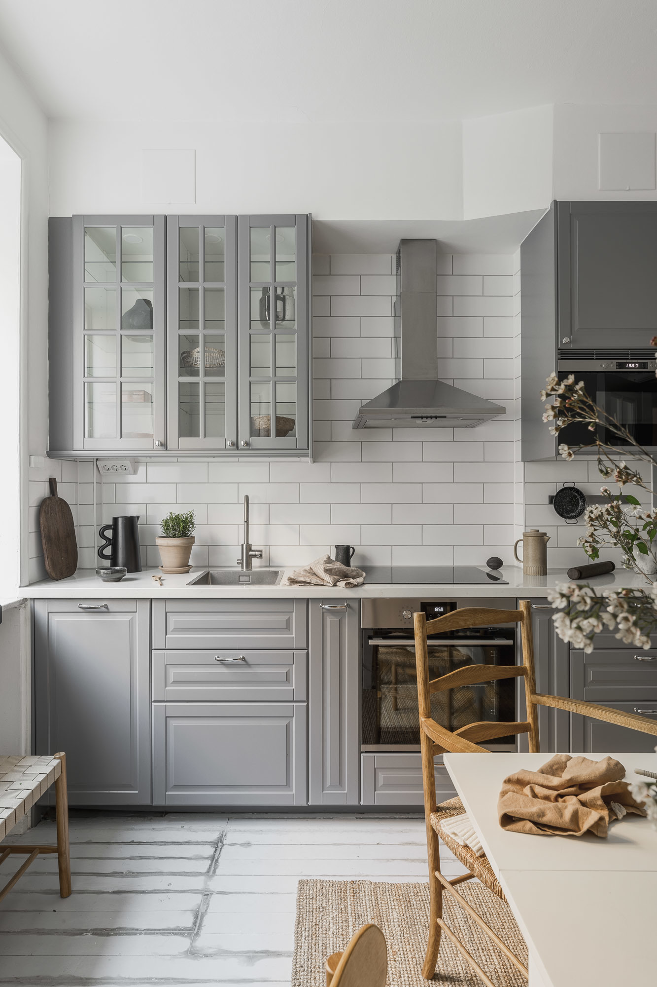 cuisine grise studio 42m2 décoration scandinave