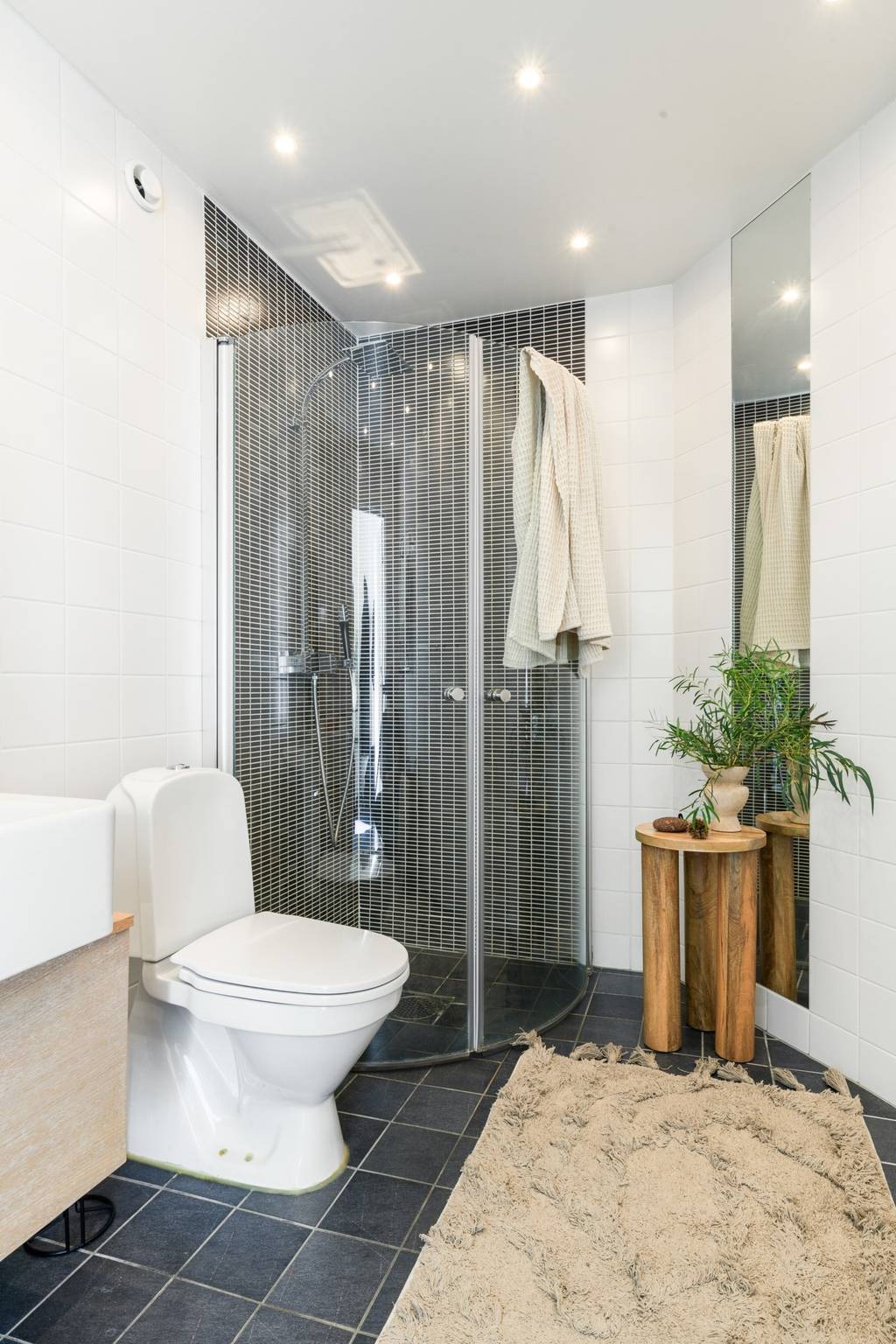 salle de bain noire et blanche