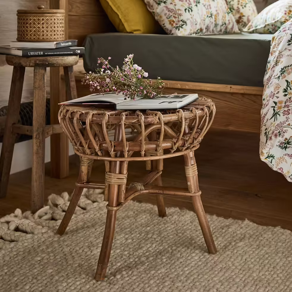 table d'appoint rotin 