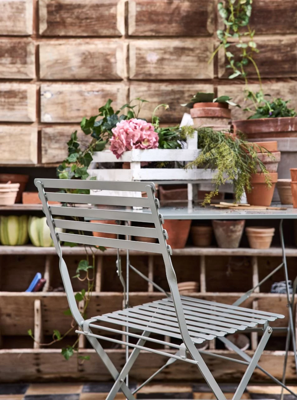 chaise jardin pliante grise