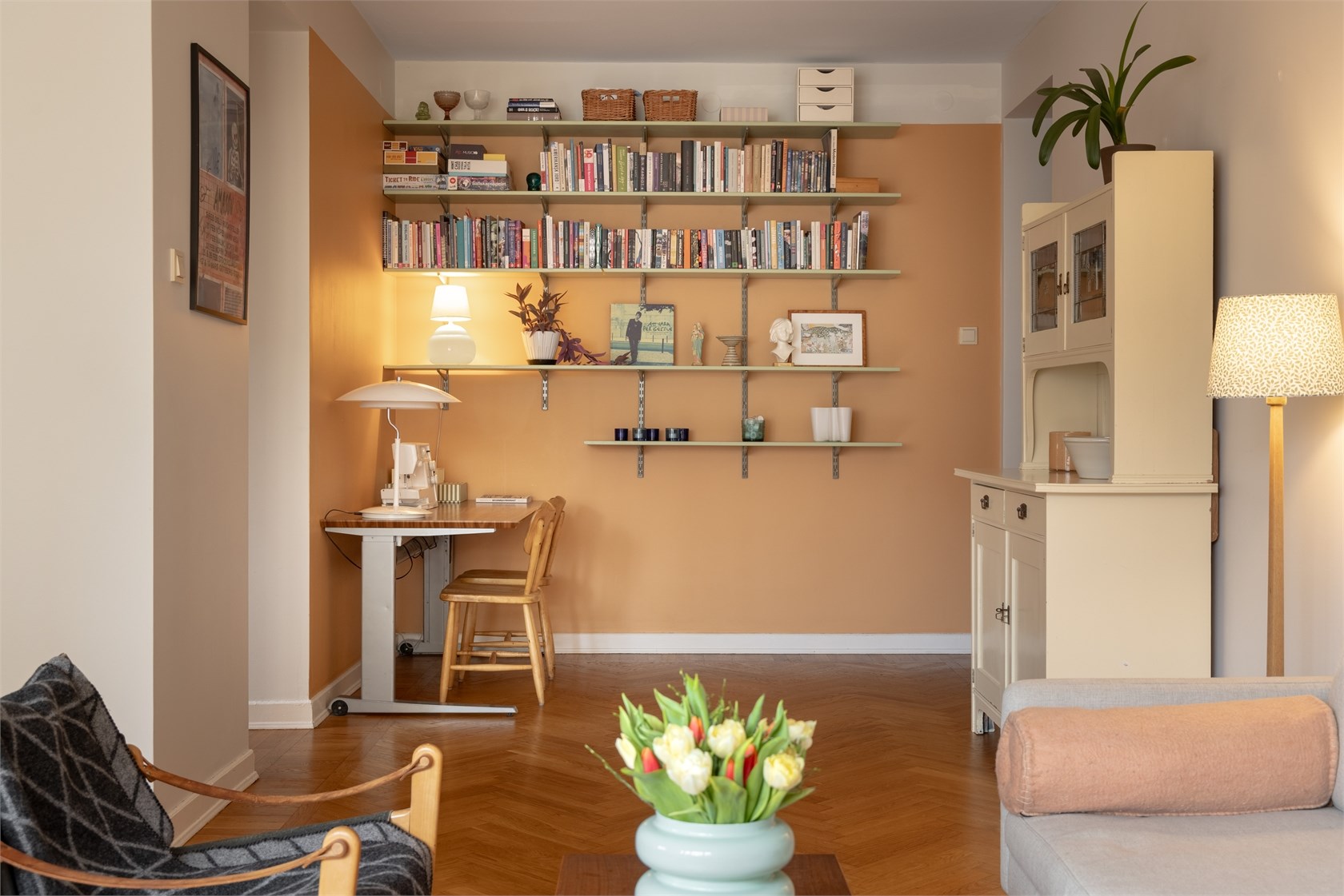 salon avec espace bureau appartement 60m2 décoration vintage salon avec espace bureau appartement 60m2 décoration vintage