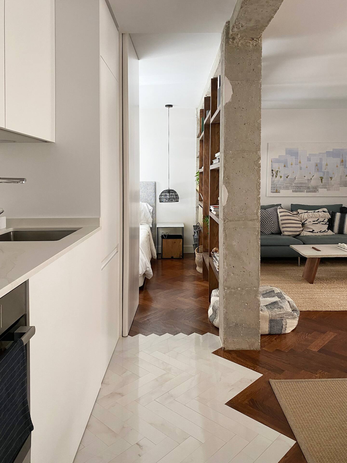 cuisine chambre salon mini loft décoration contemporaine