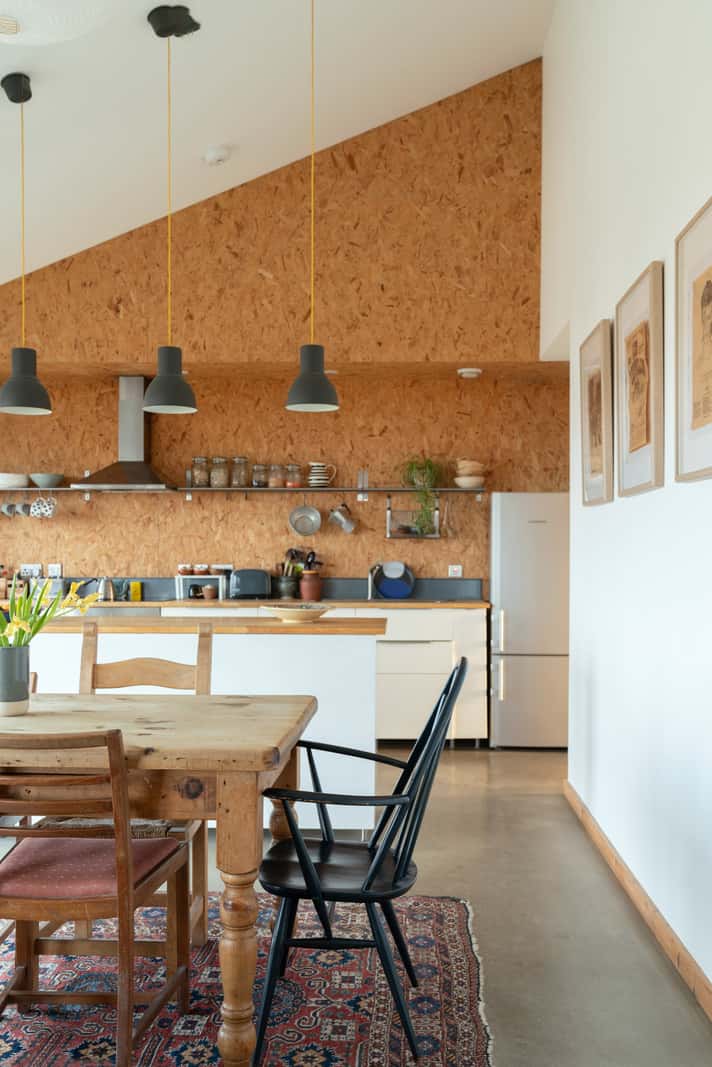 cuisine ouverte murs OSB maison en bois cuisine ouverte murs OSB maison en bois