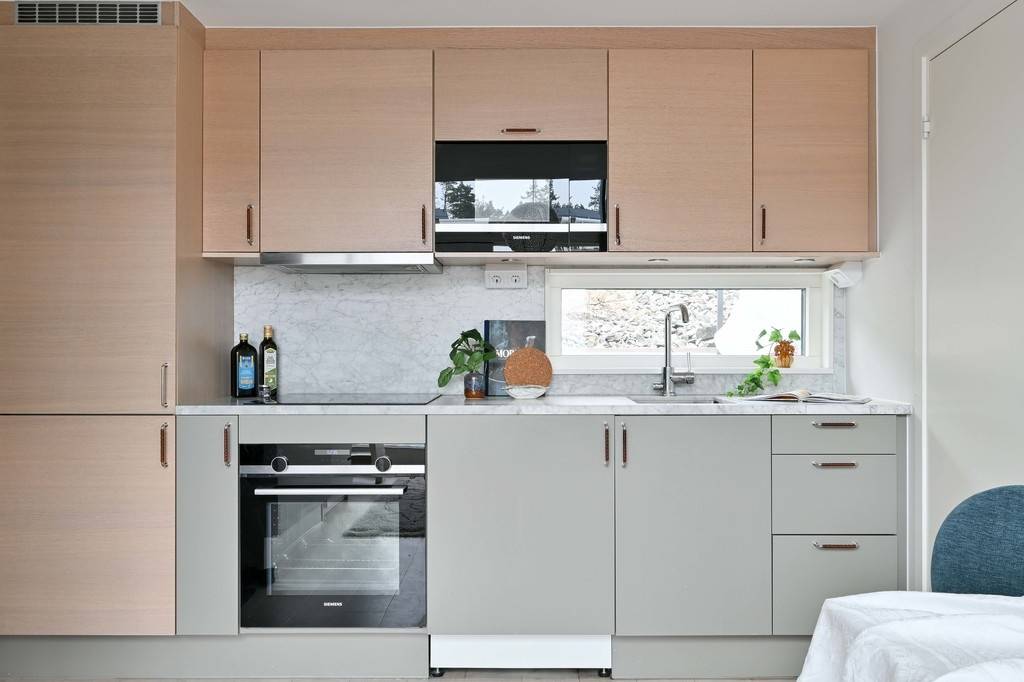 cuisine grise et bois petite maison 33m2