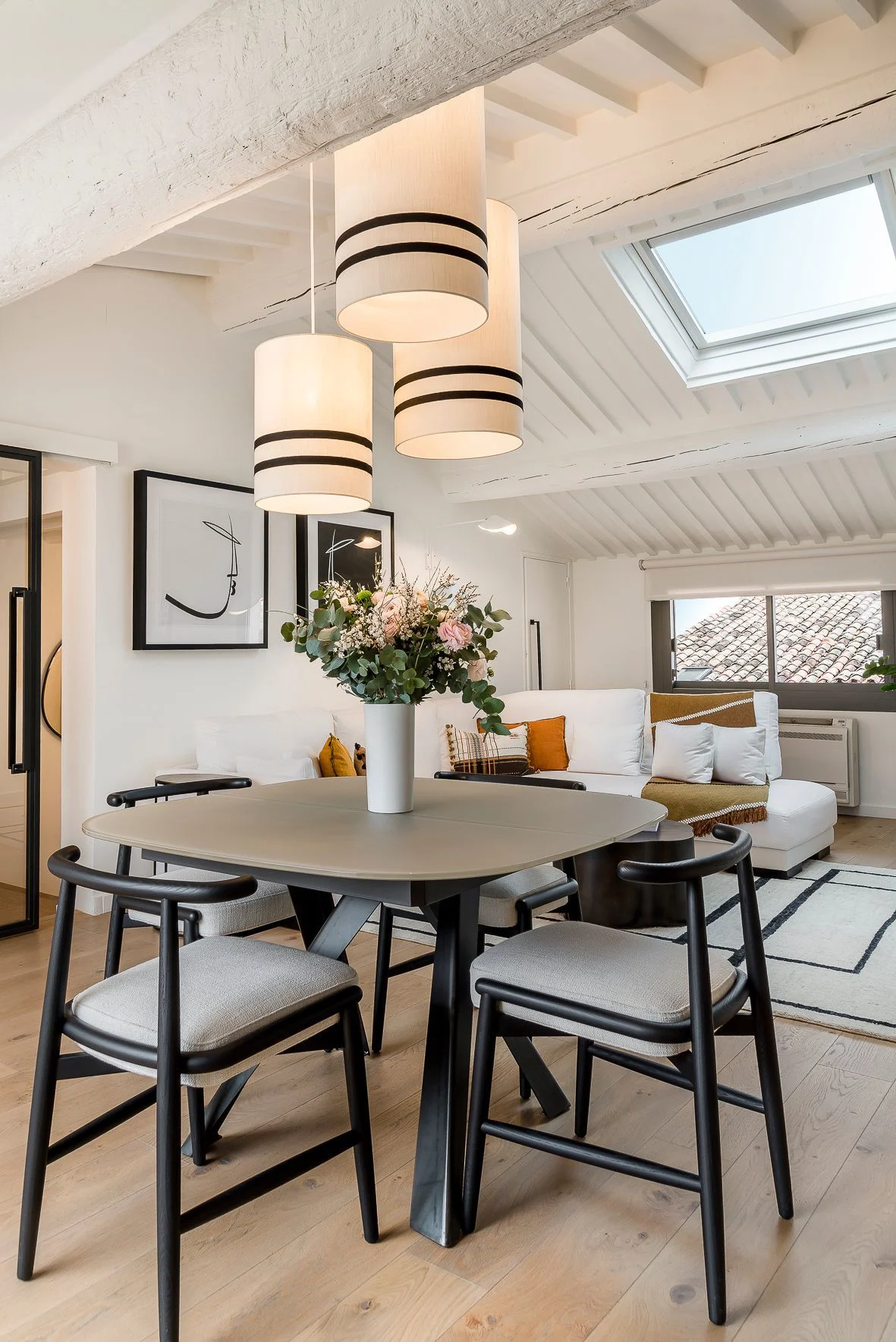 salon avec velux décoration contemporaine