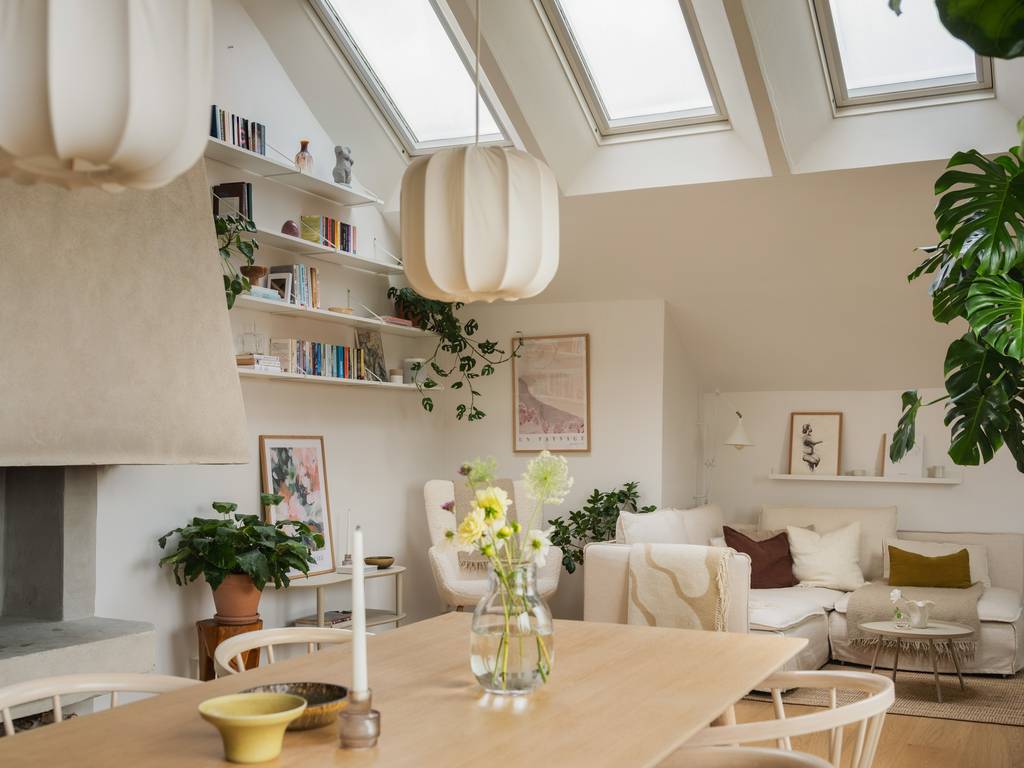 salon double hauteur avec cheminée et velux décoration scandinave appartement 54m2 salon double hauteur avec cheminée et velux décoration scandinave appartement 54m2