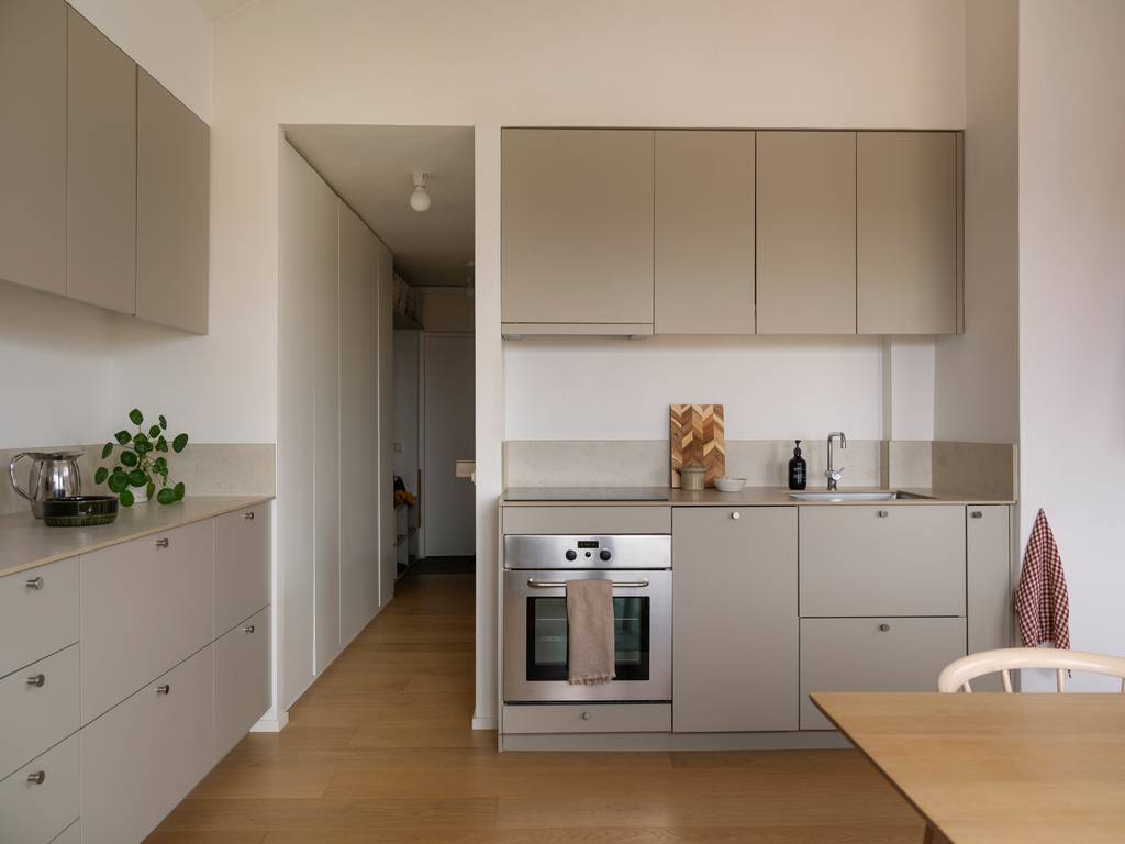 cuisine design beige décoration scandinave appartement 54m2 cuisine design beige décoration scandinave appartement 54m2