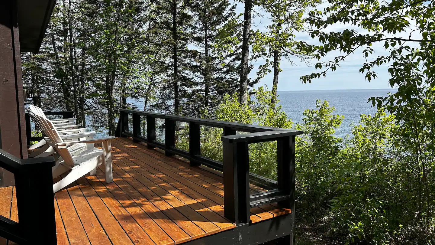 terrasse maison Lutsen vue Lac Supérieur