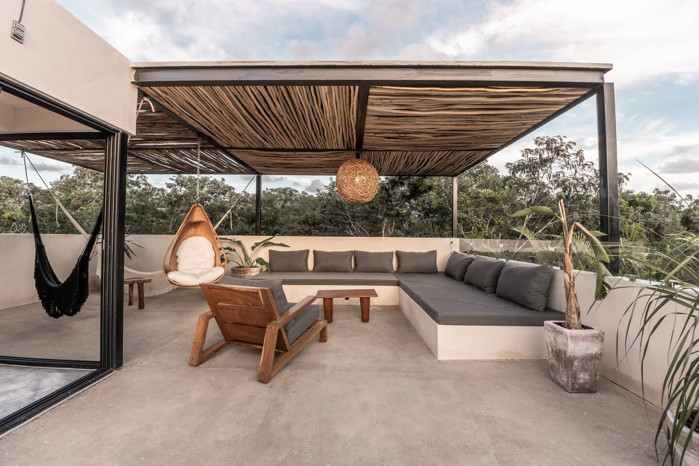 terrasse avec pergola villa Meka Mexique terrasse avec pergola villa Meka Mexique