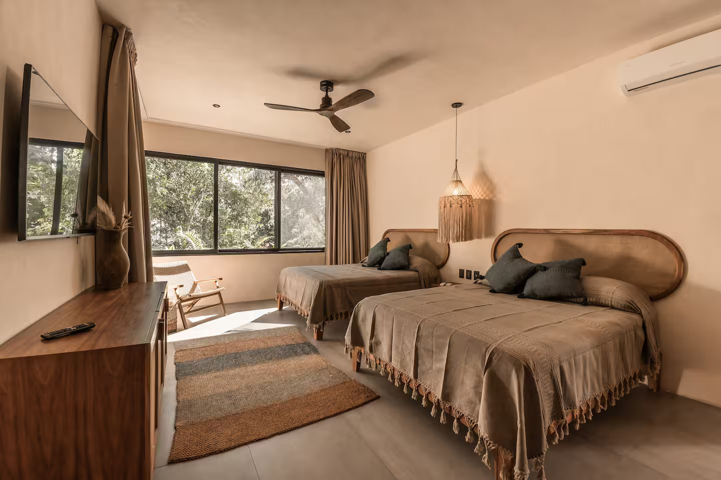 chambre maison contemporaine Tulum Villa Meka décoration naturelle chambre maison contemporaine Tulum Villa Meka décoration naturelle