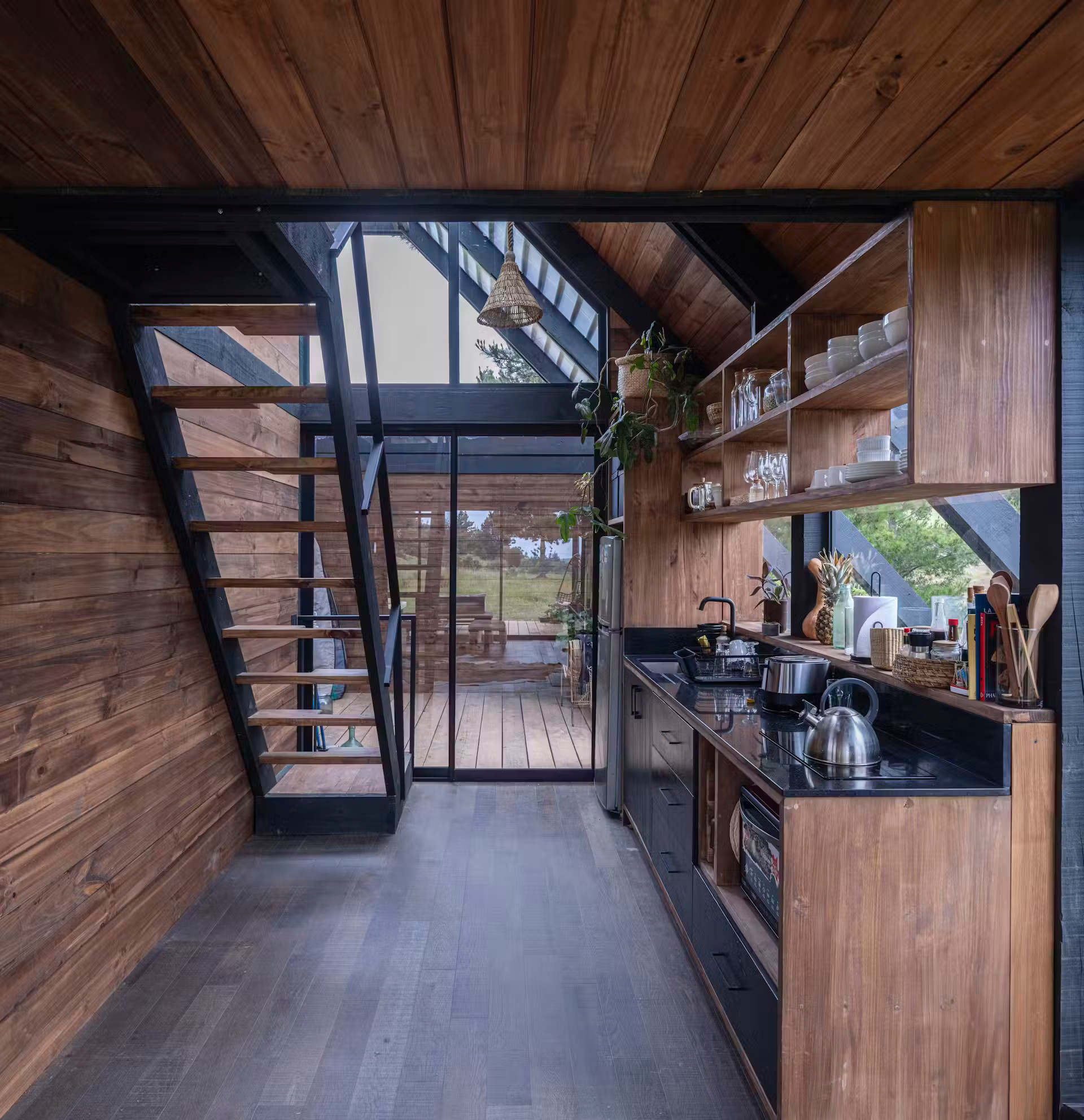 cuisine murs bois Refugio 45 par Gonzalo Rufin Arquitectos cuisine murs bois Refugio 45 par Gonzalo Rufin Arquitectos