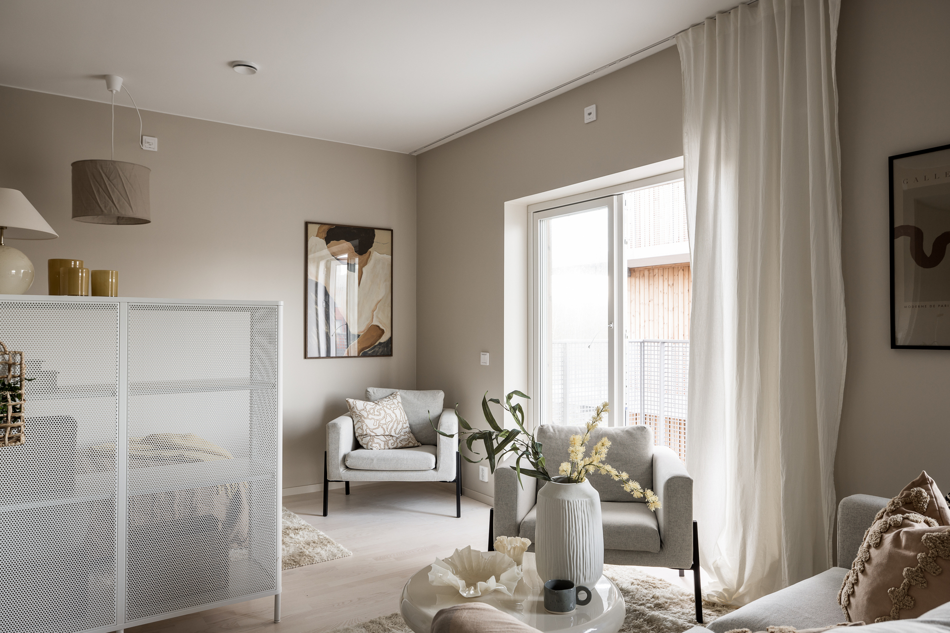 salon et zone chambre studio 35m2