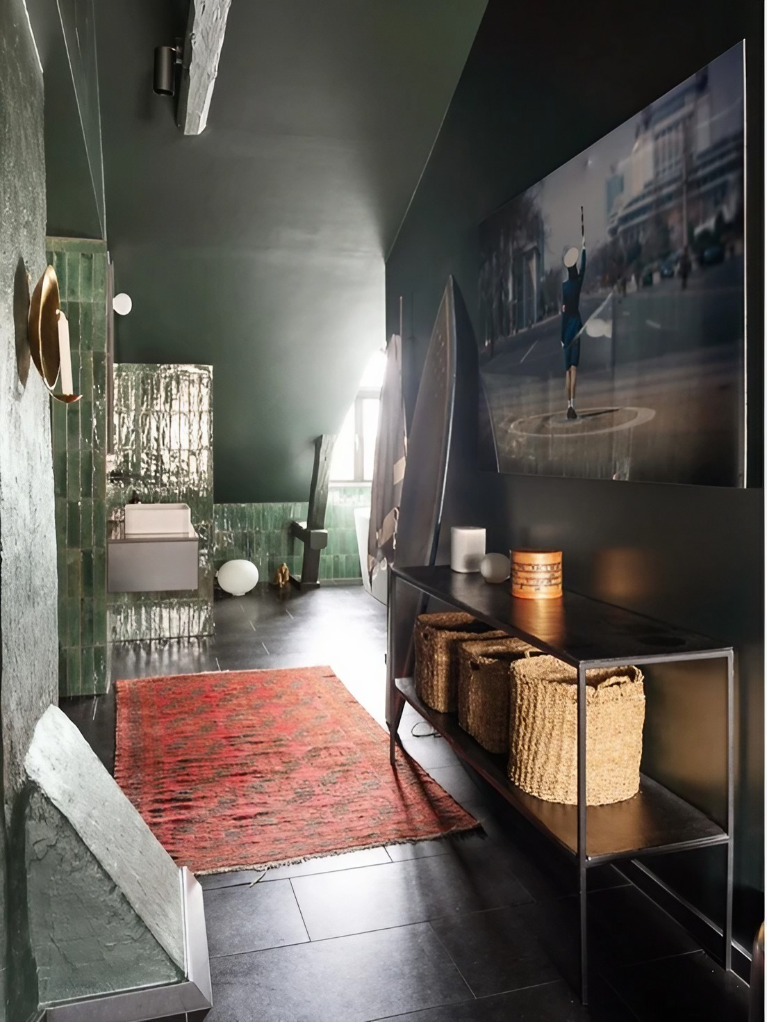 salle de bain carrelage vert