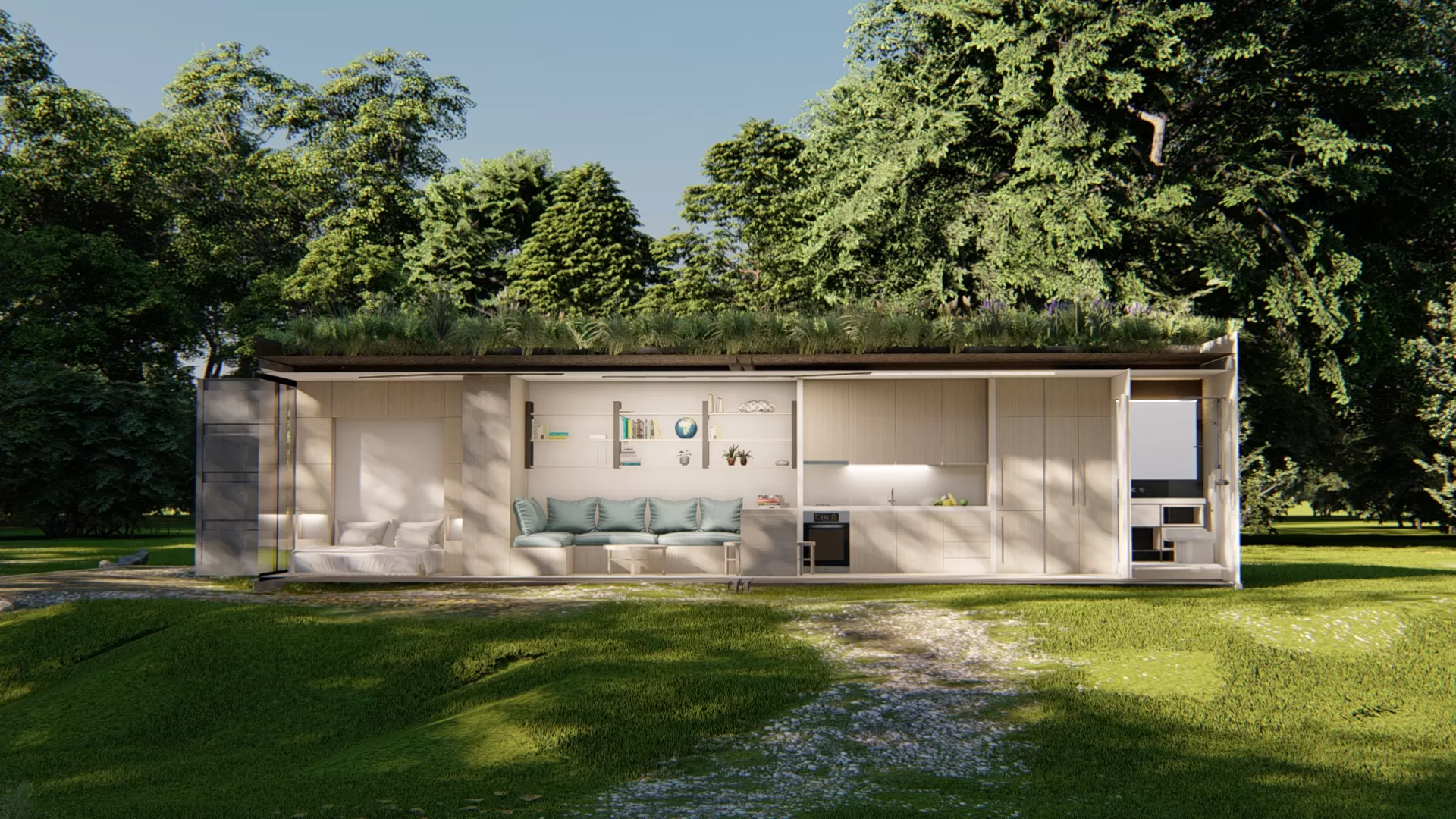 petite maison container de 30m2 avec un toit végétalisé petite maison container de 30m2 avec un toit végétalisé