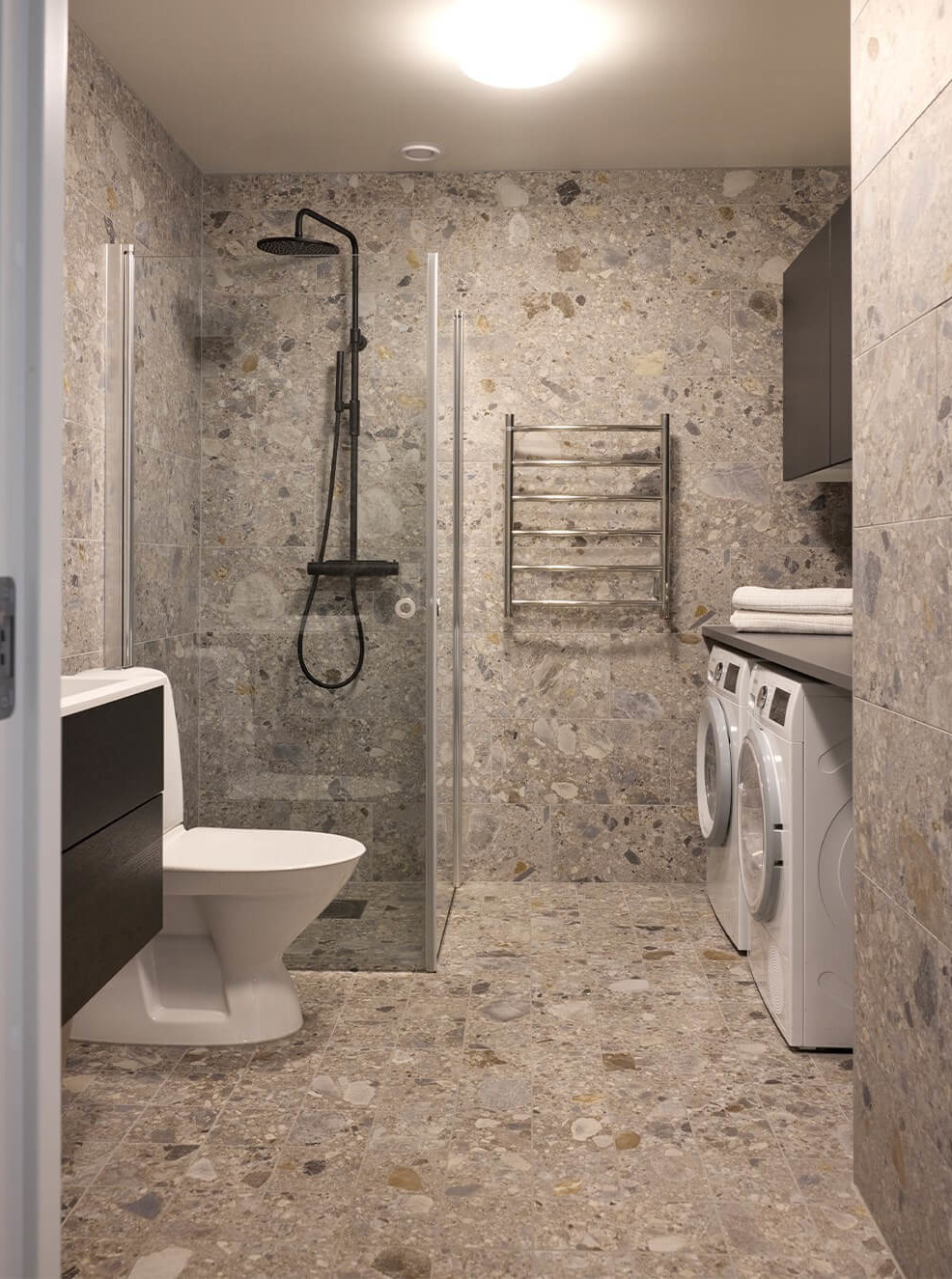 salle de bain marbre beige