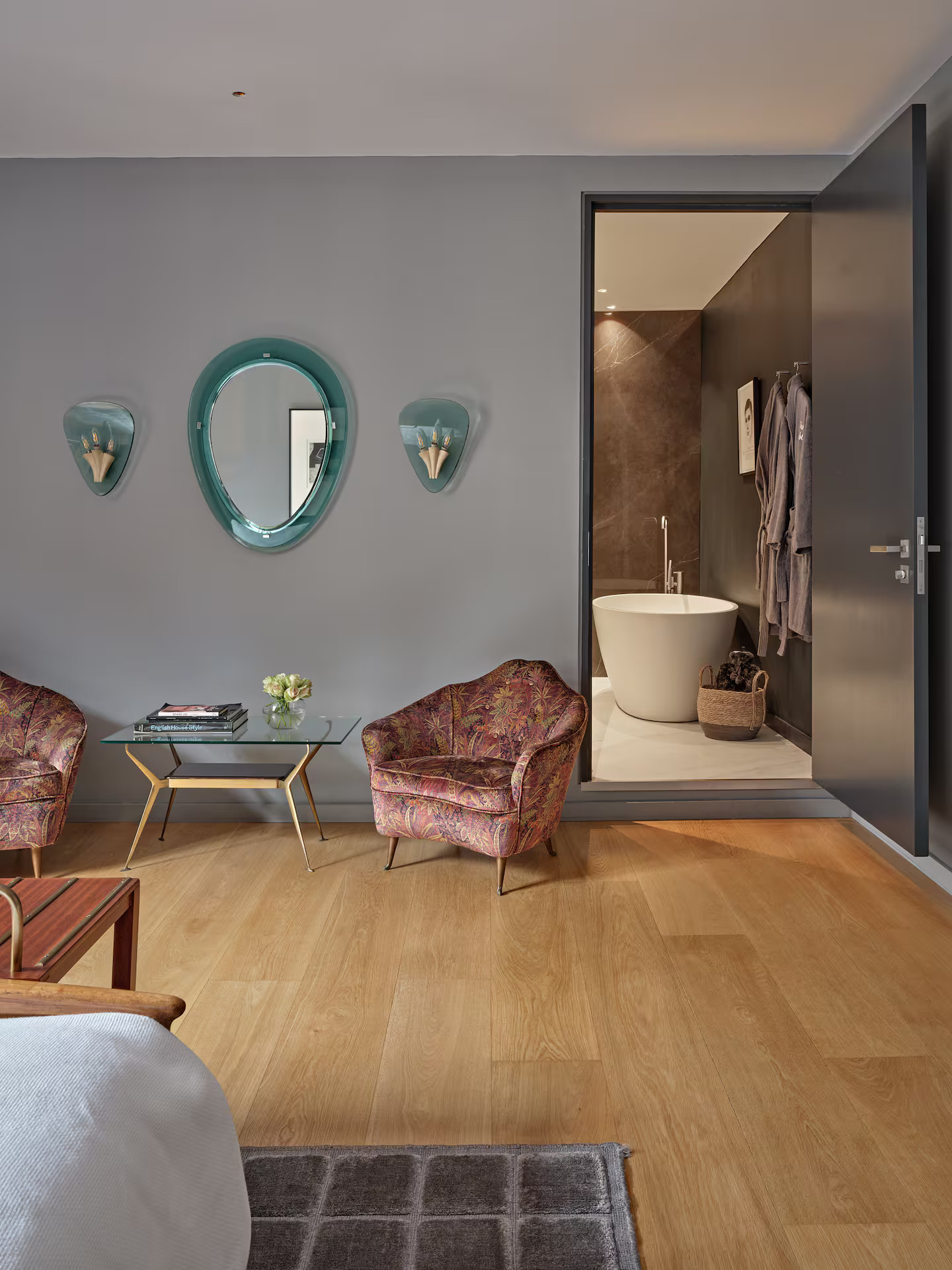 chambre décoration mid-century avec salle de bain chambre décoration mid-century avec salle de bain