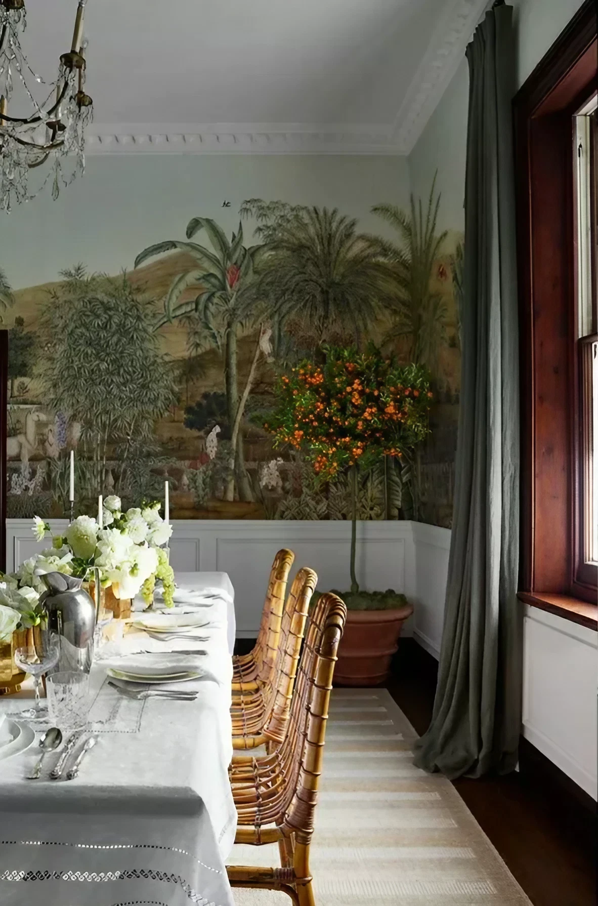 salle à manger papier-peint panoramique Zuber décoration classique chic Rosedale Farm salle à manger papier-peint panoramique Zuber décoration classique chic Rosedale Farm