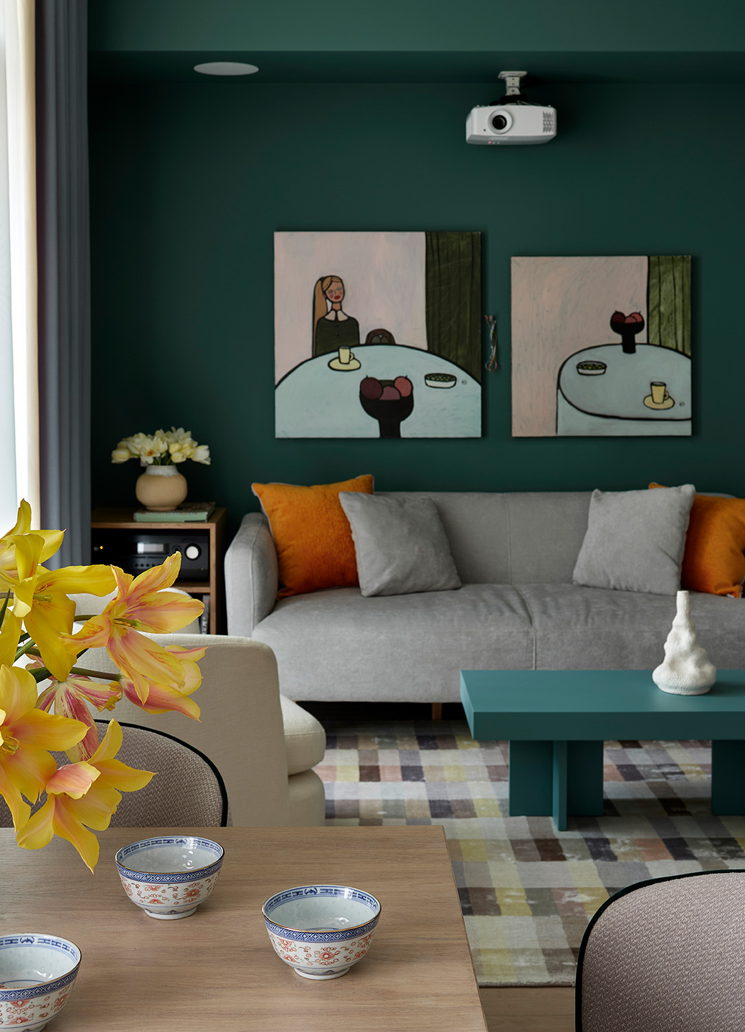 salon mur vert émeraude appartement 75m2 salon mur vert émeraude appartement 75m2