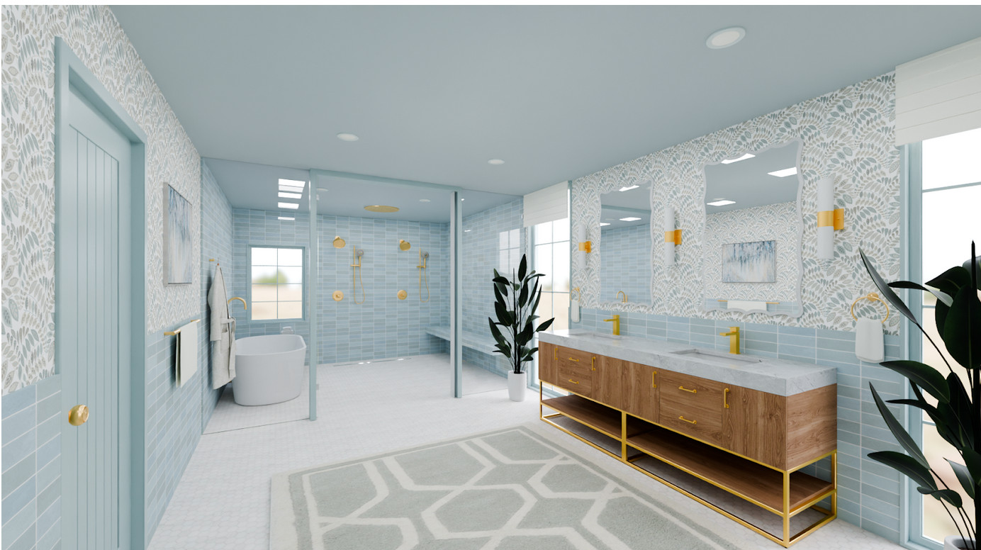 salle de bain bleue