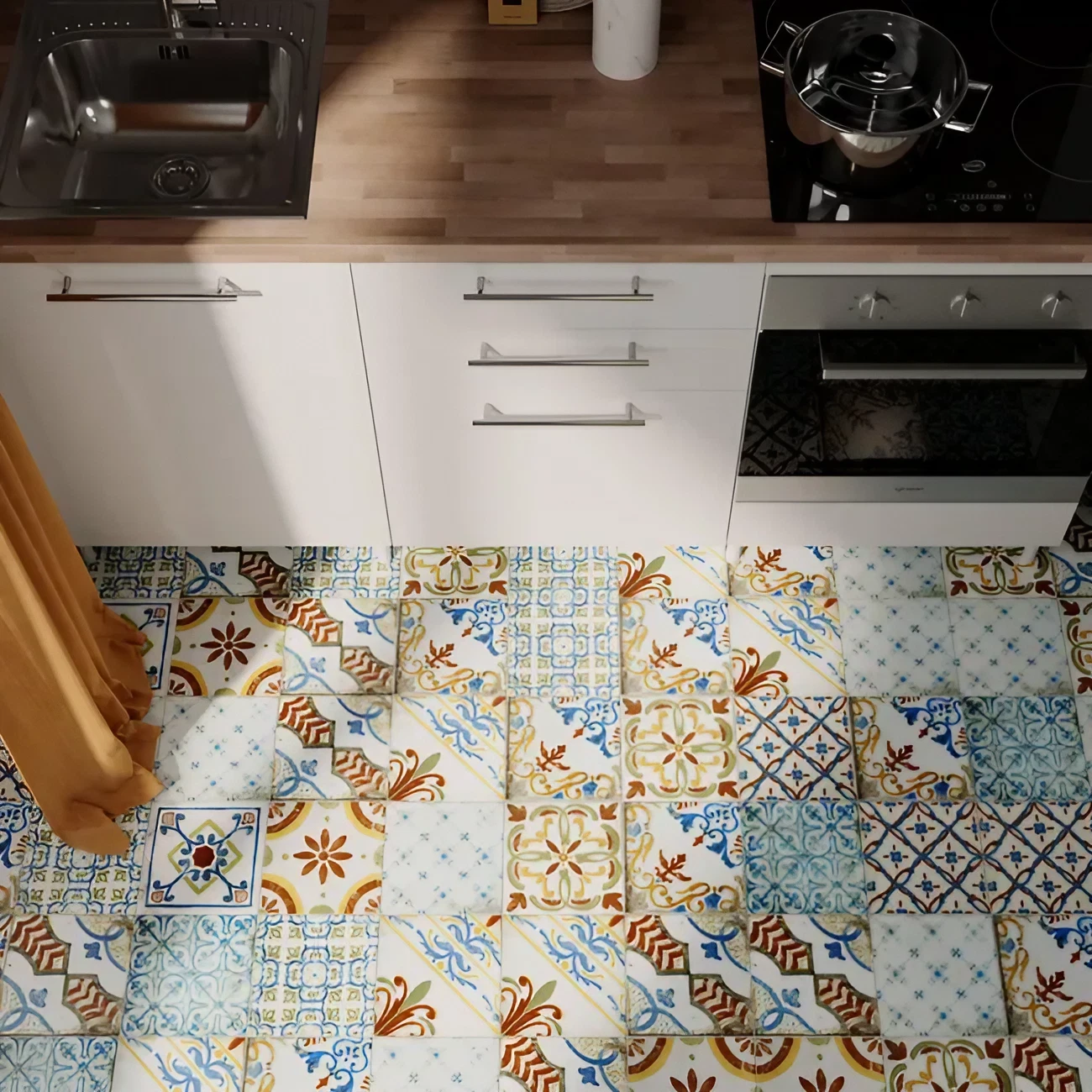 cuisine sol carreaux de ciment polychromes cuisine sol carreaux de ciment polychromes