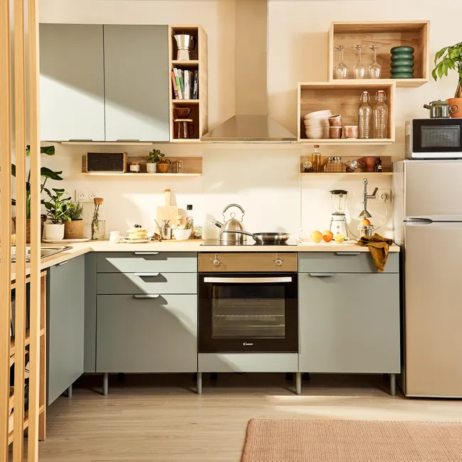 cuisine Leroy Merlin 2025 verte et bois
